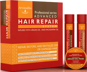Arvazallia front packaging showing full repair system and salon-grade benefits
