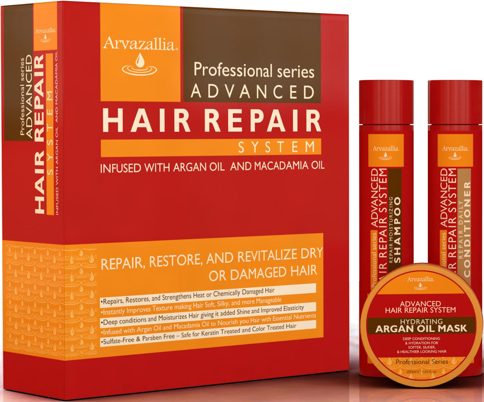 Arvazallia front packaging showing full repair system and salon-grade benefits