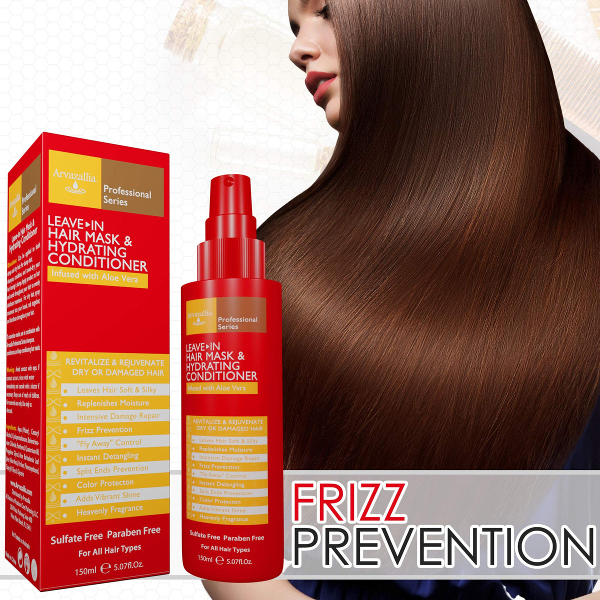 Arvazallia hair before and after illustrating reduced frizz and improved shine