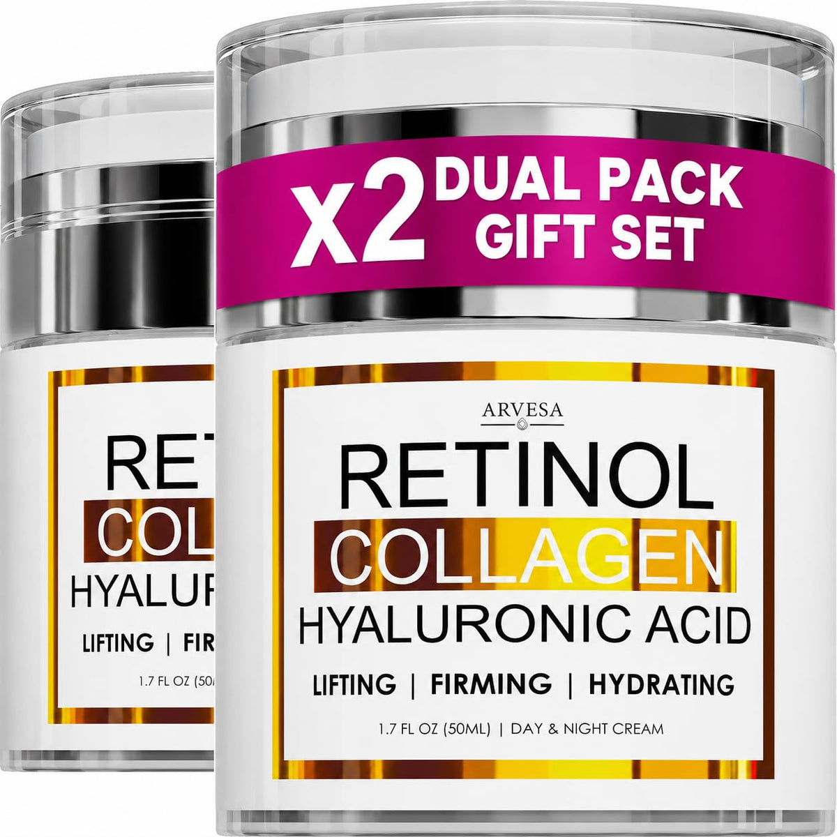 Arvesa front packaging showing retinol cream benefits and clean design