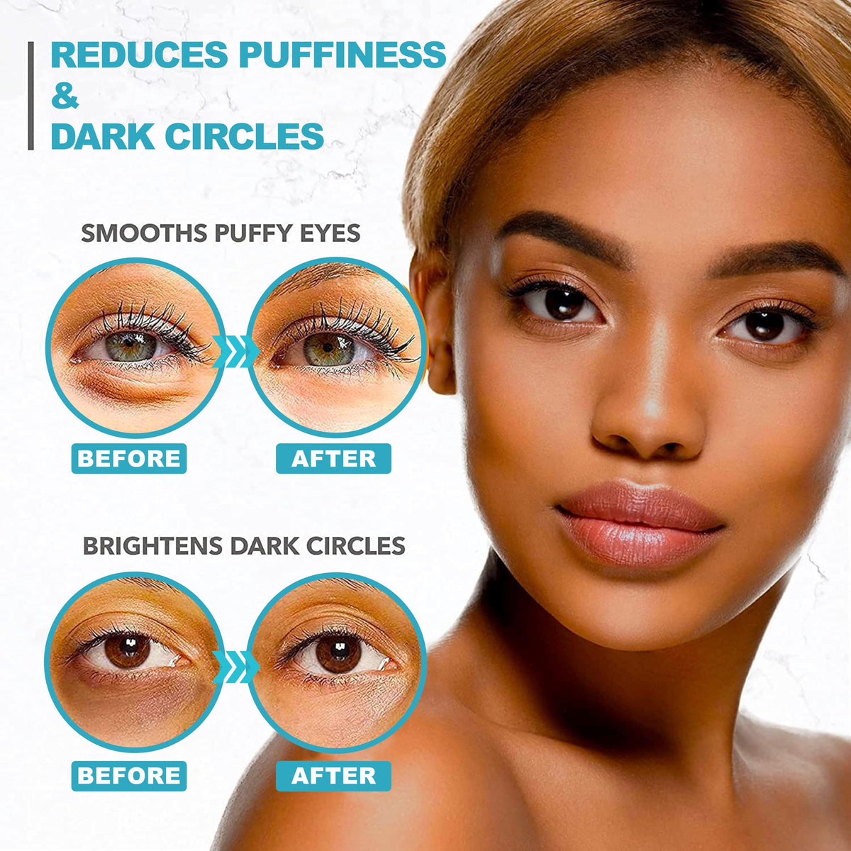 Arvesa under eye patches staged on bathroom shelf for daily routine
