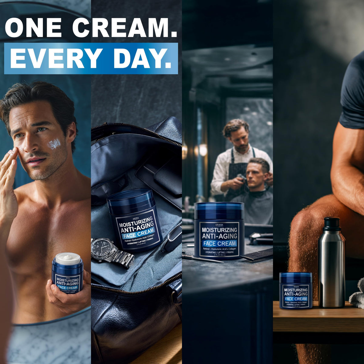 Arvesa on a man outdoors demonstrating refreshed, hydrated face appearance