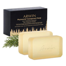 ARWIN glycerin soap front packaging shows two bars and benefits