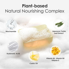 ARWIN glycerin soap lather in hand demonstrating gentle, hydrating foam