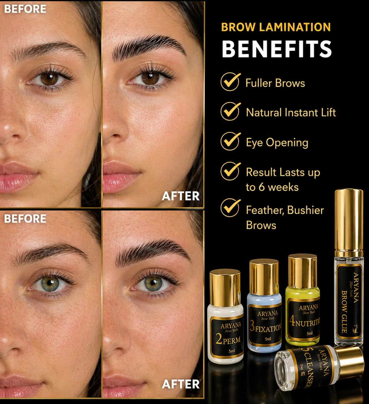 ARYANA NEW YORK duo brush and Y-comb ready to sculpt brows for precise shaping