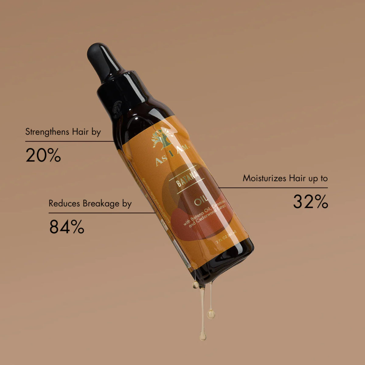 As I Am Batana Oil on hair ends close-up showing strengthened, shinier finish