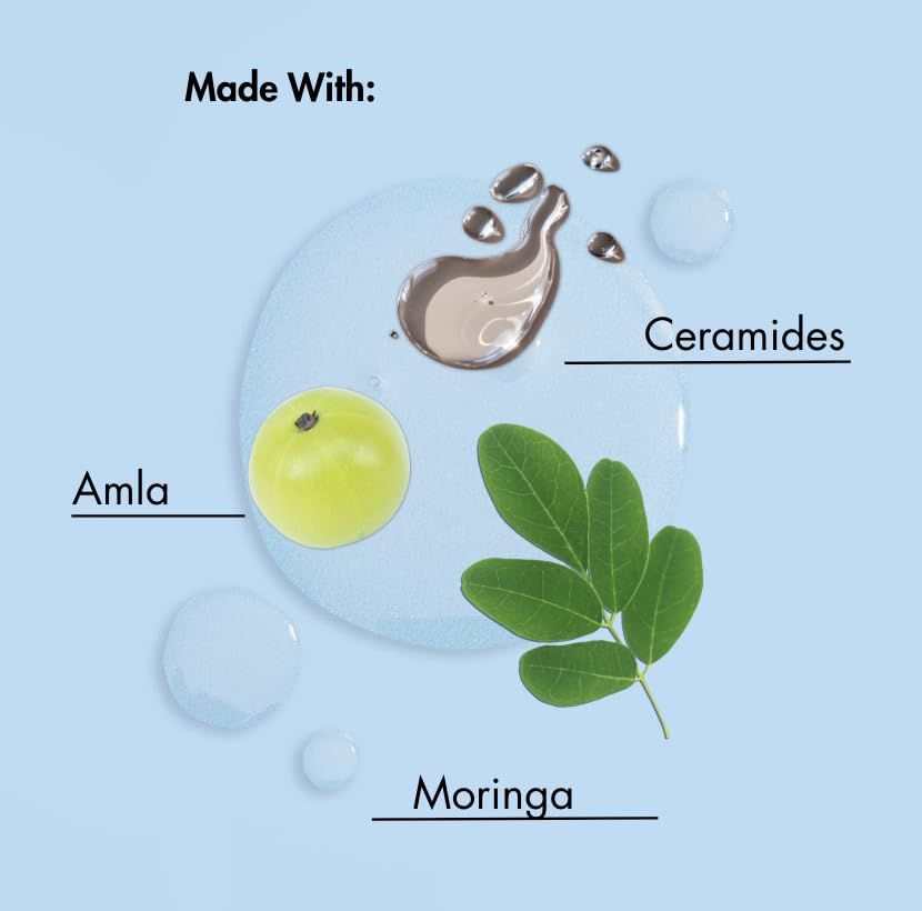 As I Am close-up of ingredient list emphasizing ceramides, amla, moringa benefits