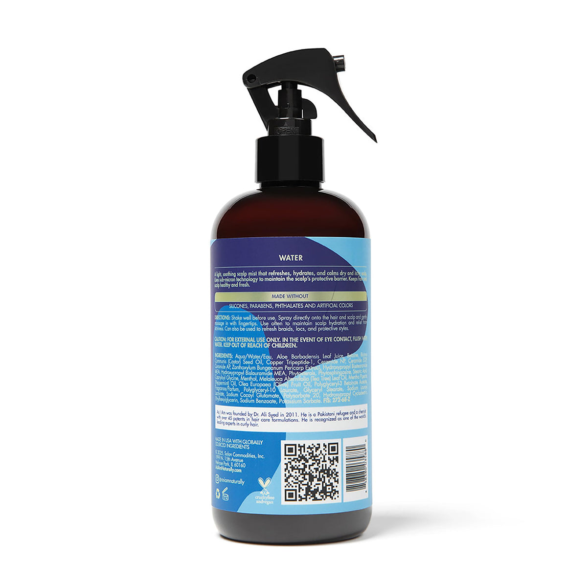 As I Am mist spraying closeup showing fine spray for instant cooling relief