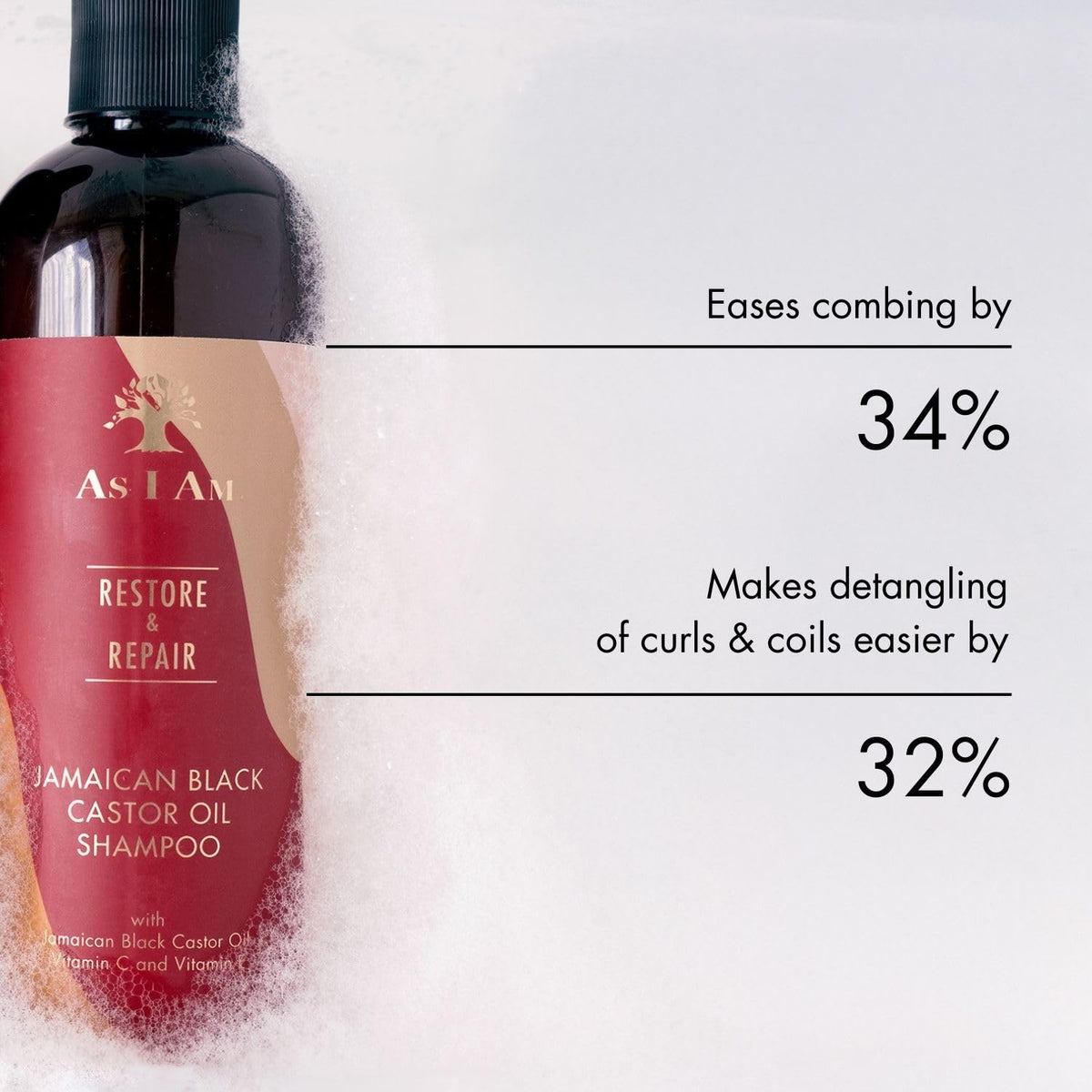As I Am label detail focused on ceramides and strengthening benefit