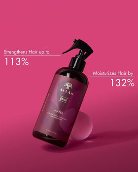 As I Am mist spraying to show lightweight hydration and ease