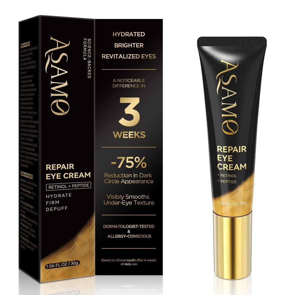 ASAMO front packaging showing tube and box, highlights product benefit