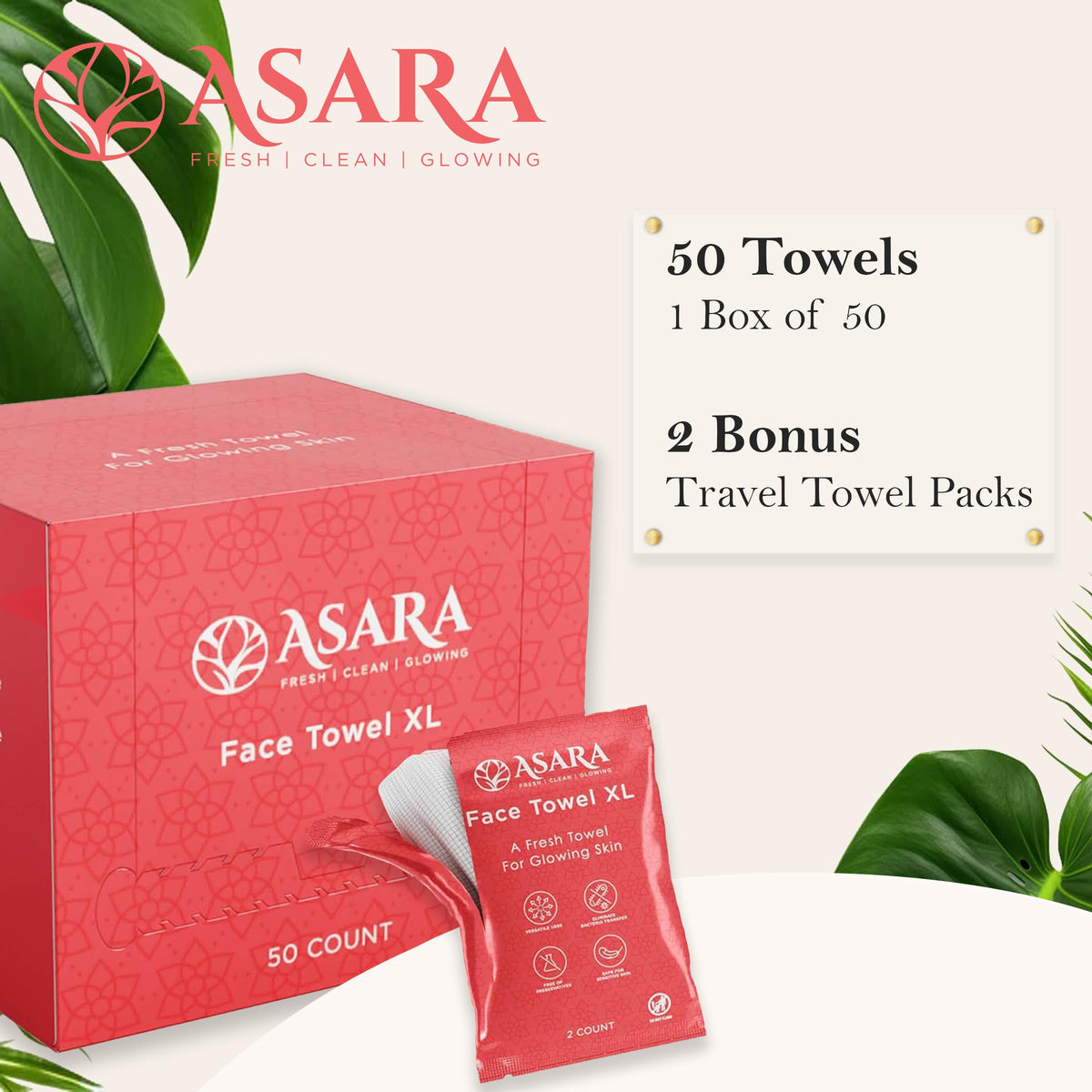 ASARA NEW YORK towel held beside hand to show XL size for fuller face coverage
