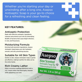Asepso single bar close-up with foam demonstrating gentle cleansing
