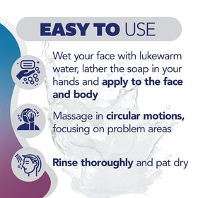 Asepxia bar beside baking soda powder illustrating cleansing boost
