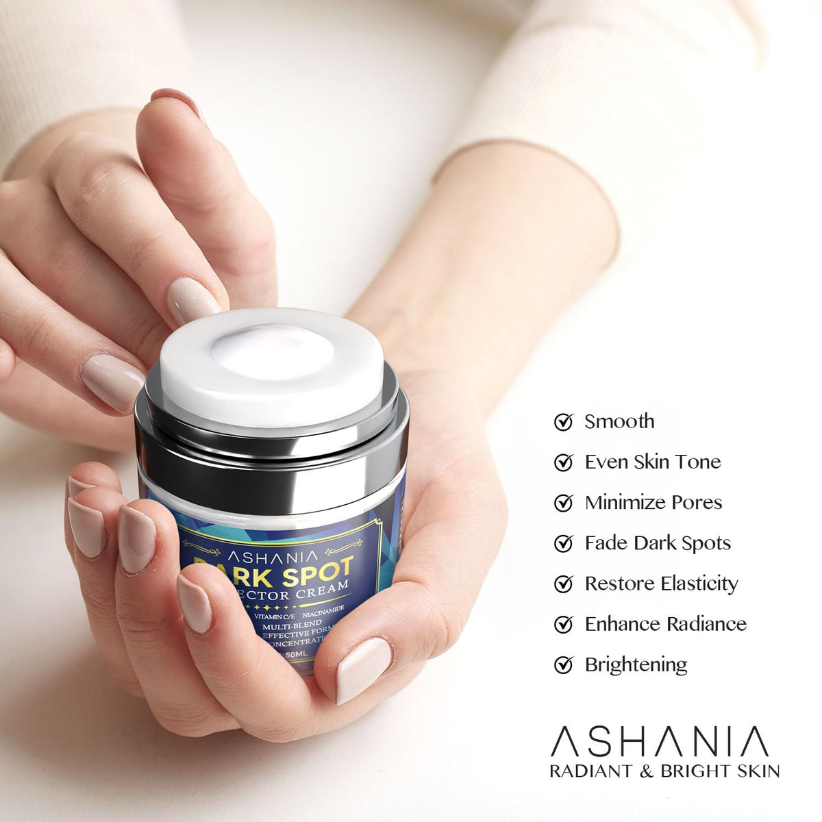 ashania body spot treatment on hands showing even-tone improvement potential
