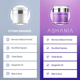 Ashania ingredient display with peptides and hyaluronic acid highlighting active support benefit elasticity