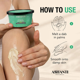 Ashanti Naturals spread on forearm showing fast hydration and softening benefit