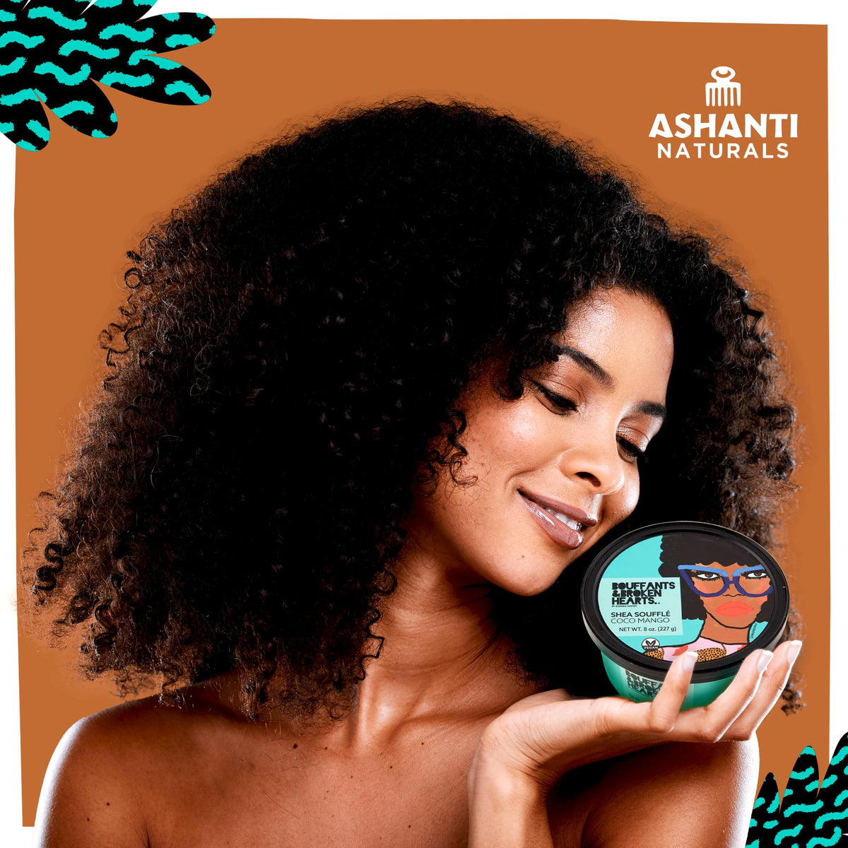 Ashanti Naturals applying Coco Mango Souffle to arm for immediate softening benefit