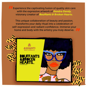 Ashanti Naturals ingredients display with raw shea, coconut and almond oils benefits