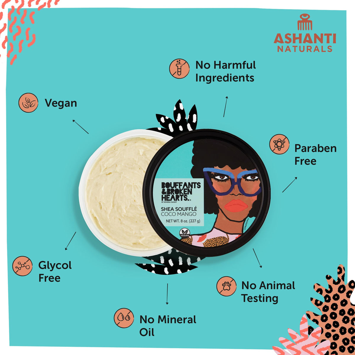 Ashanti Naturals whipped texture close-up showing creamy souffle for fast absorption