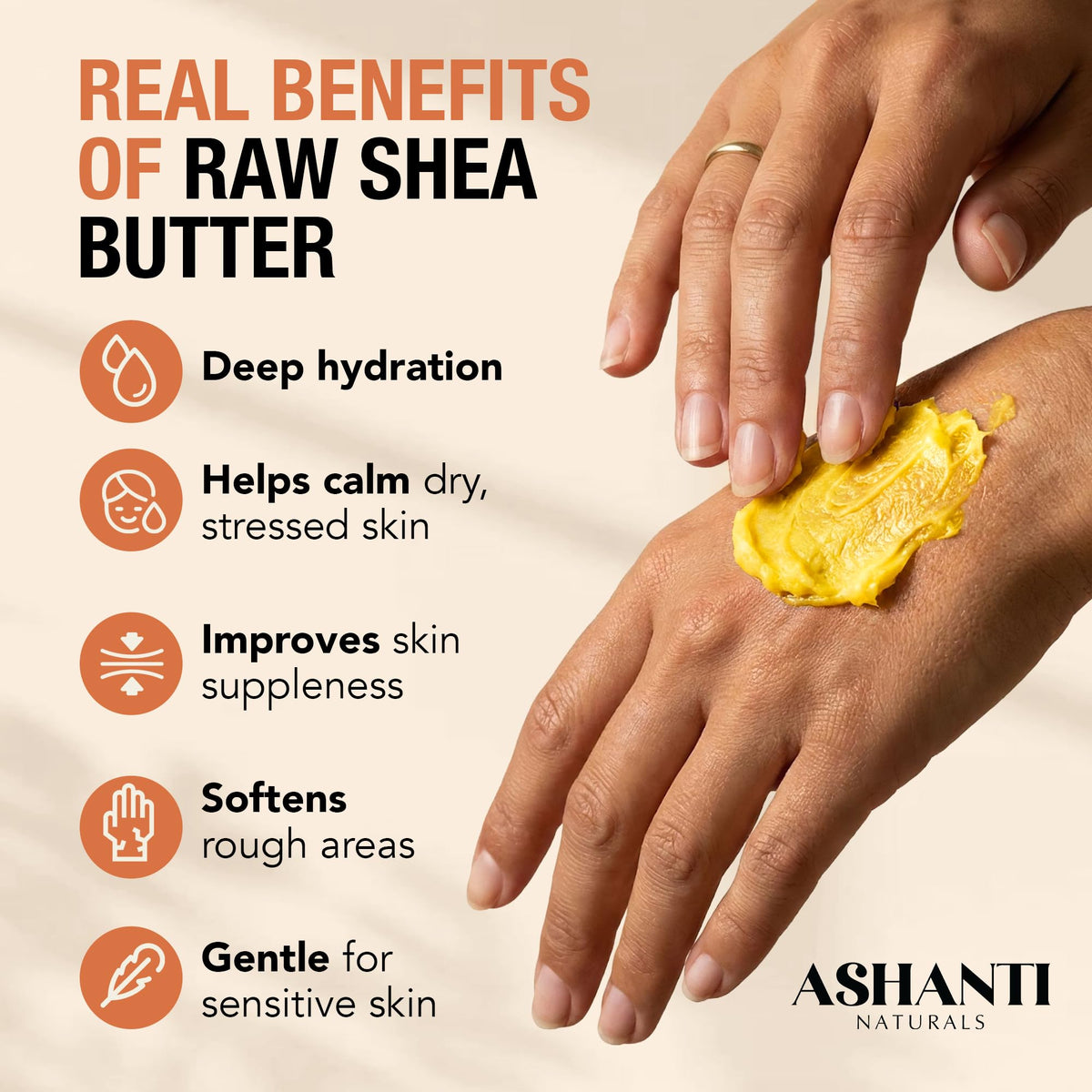 Applying Ashanti Naturals shea butter to curly hair to lock in moisture benefit
