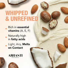 ashanti naturals open jar top view revealing smooth peach-colored soufflé