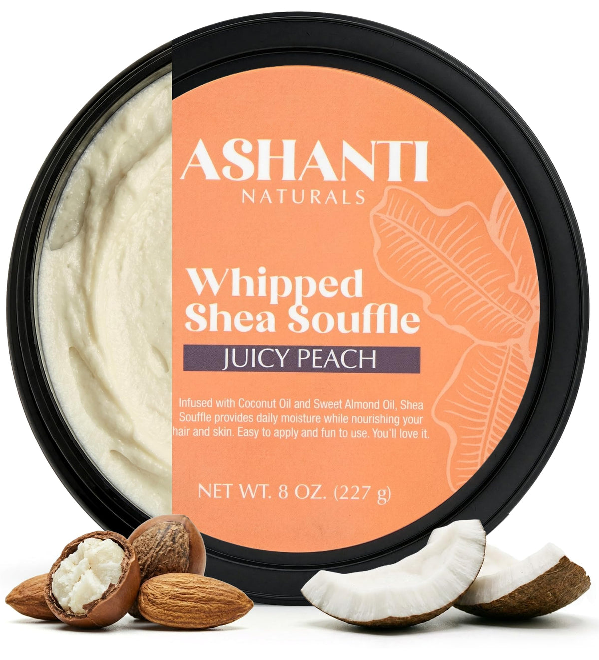 ashanti naturals front jar showing product label and 8 oz size benefits