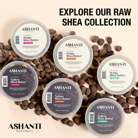 Bathroom shelf with Ashanti Naturals jar in lifestyle setting promoting daily ritual benefit