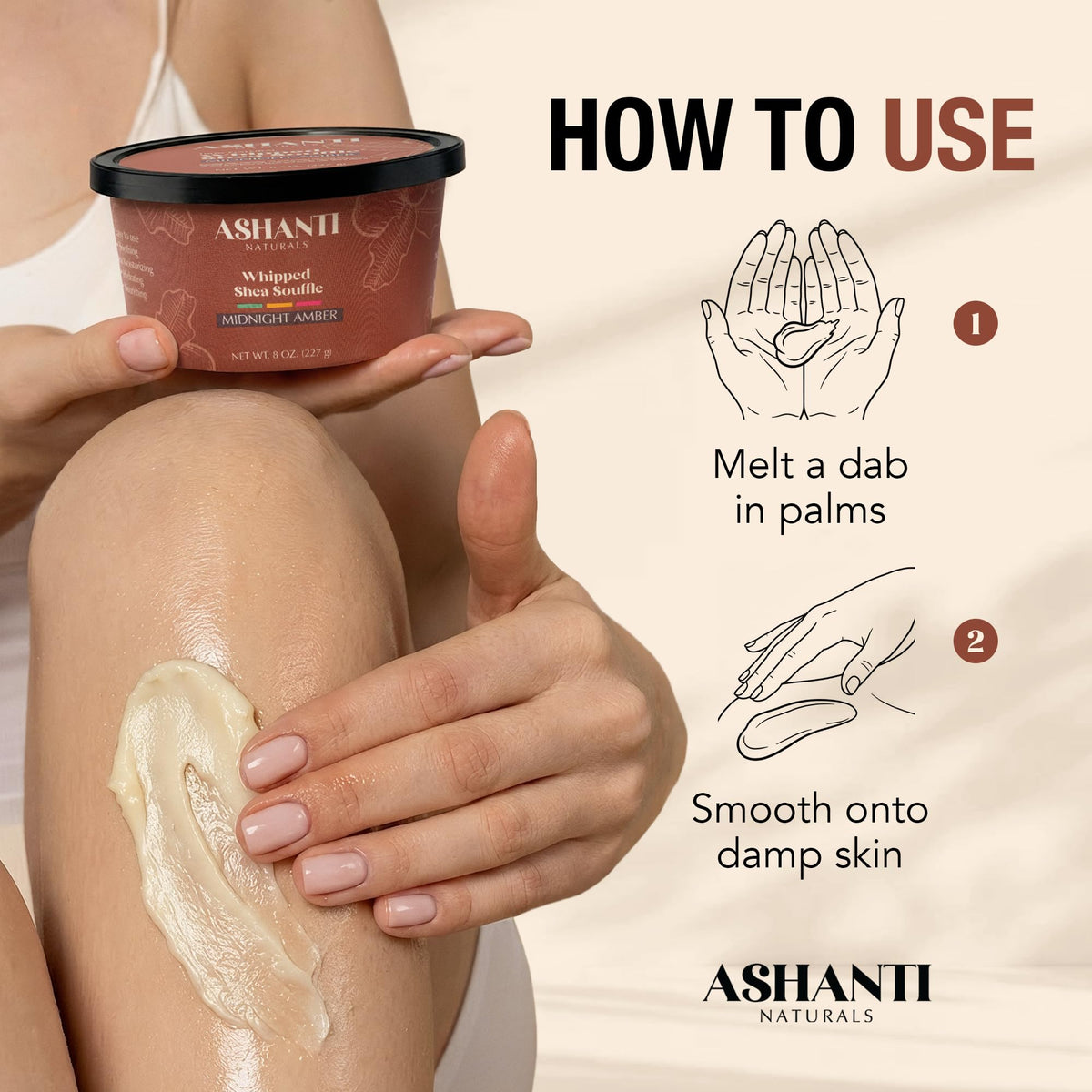 Ashanti Naturals label detail showing scent and ingredient clarity benefits