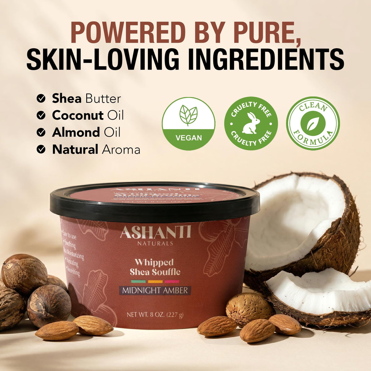 Ashanti Naturals whipped shea texture close-up illustrating light absorbency