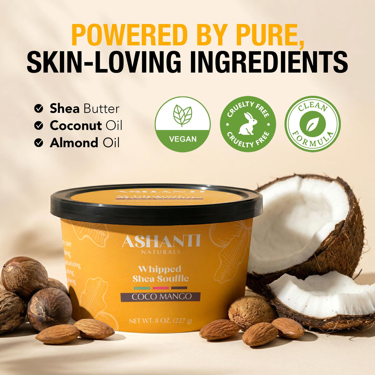 Ashanti Naturals open jar texture highlighting whipped souffle for fast absorption