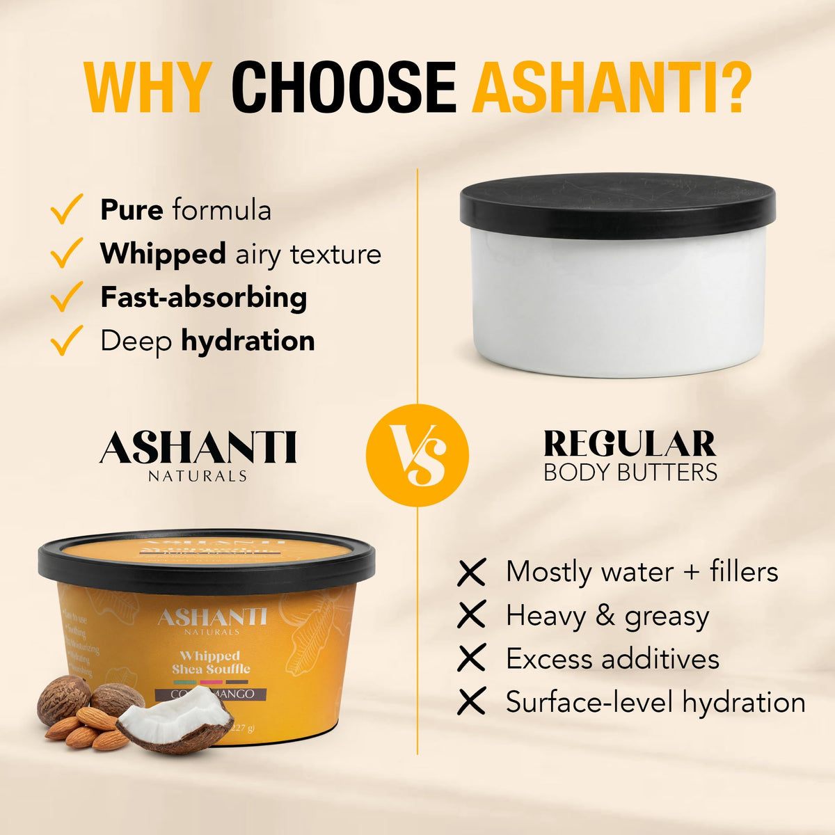 Ashanti Naturals size comparison 8 oz jar showing value and portability benefit