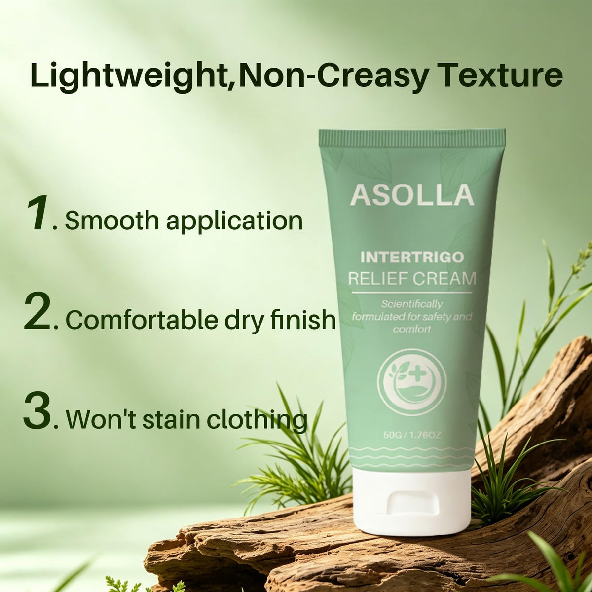 asolla product label close-up showing ingredient panel and usage directions for informed application