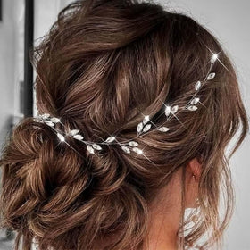 Asooll silver hair vine front view showing elegant bridal sparkle and shape