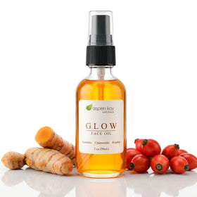 Aspen Kay Naturals front bottle view showing clean packaging and glow benefit