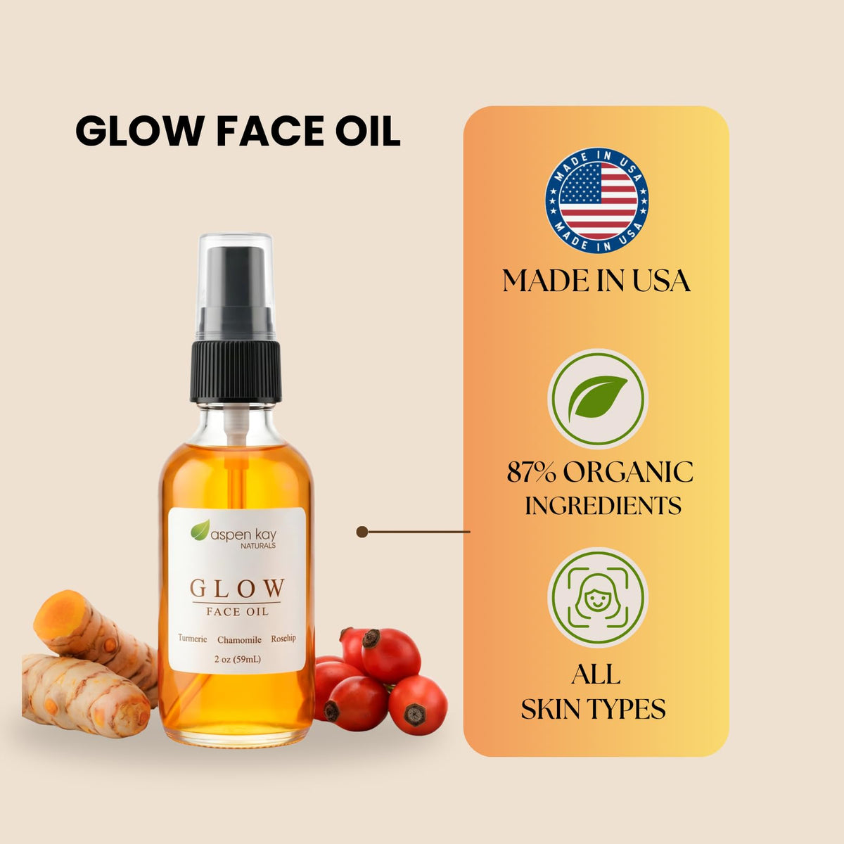 Aspen Kay Naturals label close-up highlighting natural ingredients and clarity