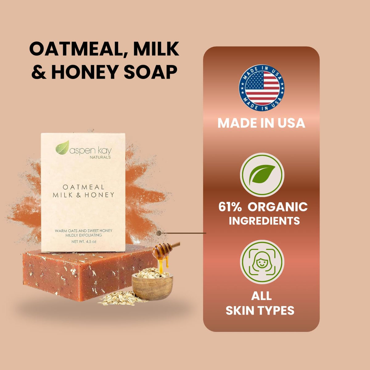 Aspen Kay Naturals side view showing soap texture and exfoliation