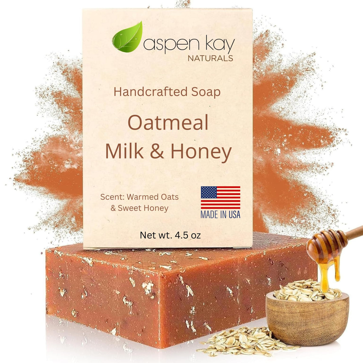 Aspen Kay Naturals front packaging displaying soap bar and benefits