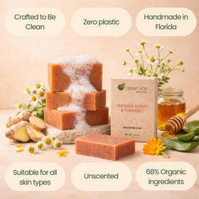 Aspen Kay Naturals soap styled in bathroom offering natural routine vibe