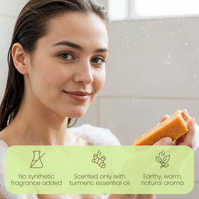 Aspen Kay soap in hand demonstrating compact 4.5 oz size and portability