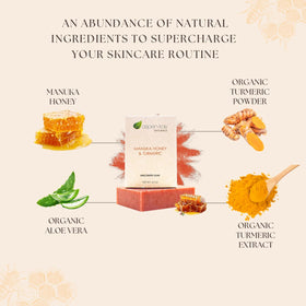Aspen Kay Naturals close-up of Manuka honey and turmeric ingredients
