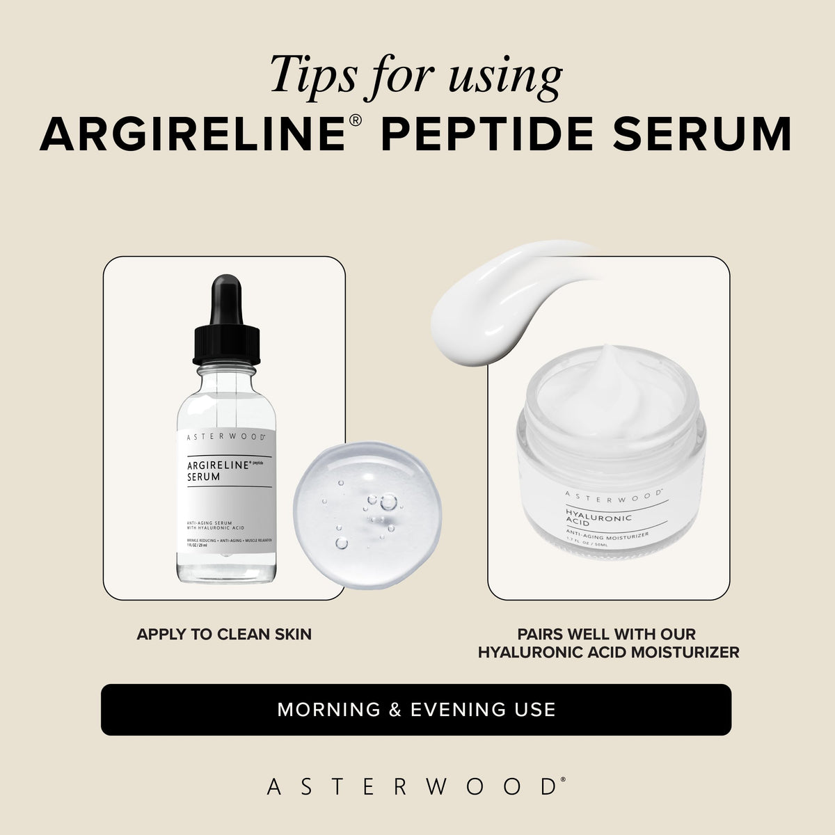 Asterwood applying serum to neck and jawline, supports targeted smoothing benefit