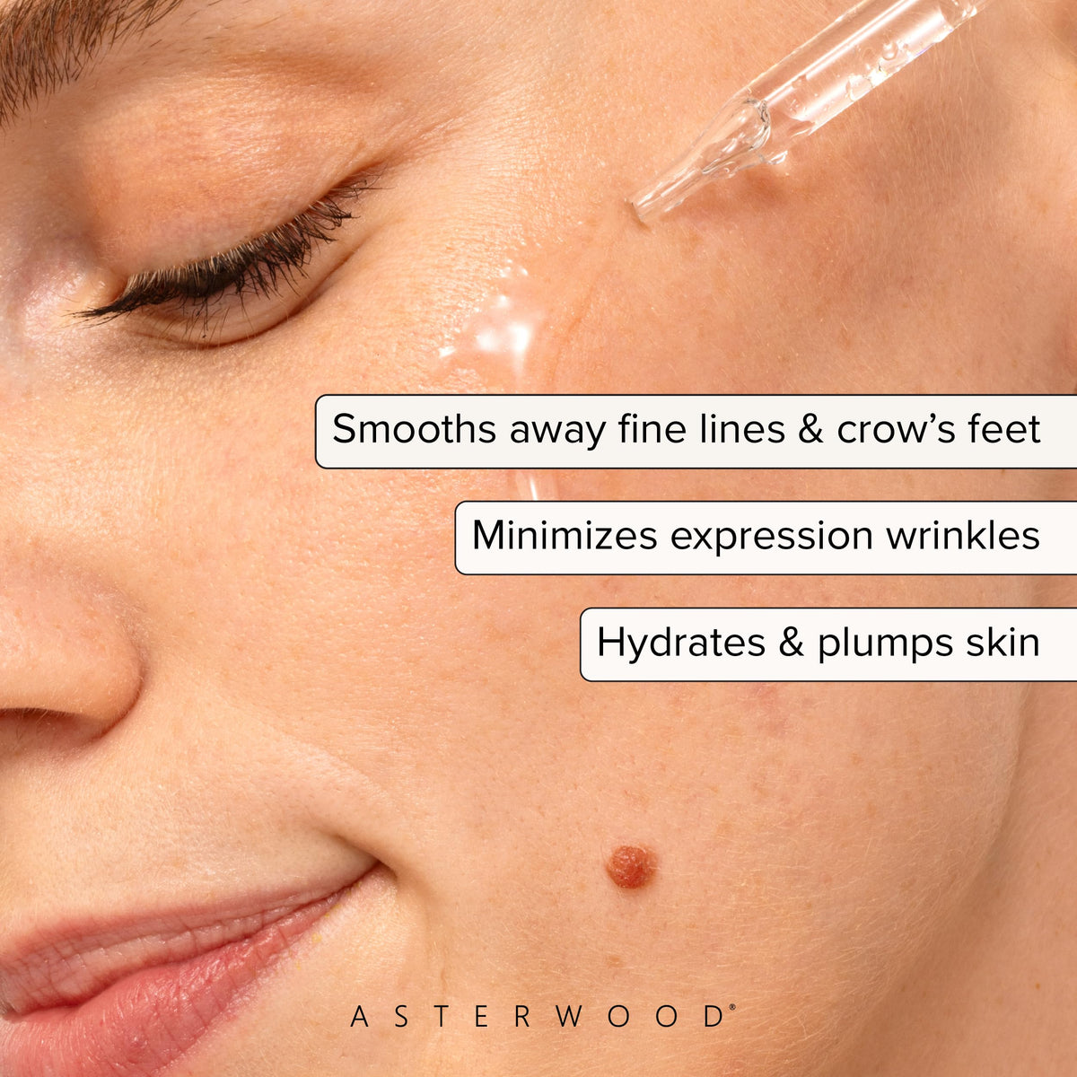 Asterwood dropper close-up dispensing serum for precise application benefit