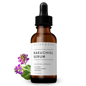 Asterwood Bakuchiol Serum front bottle showing clean packaging and size benefit