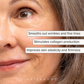 Asterwood Bakuchiol Serum pipette dispensing a drop to demonstrate easy application