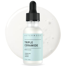 Asterwood front packaging showing serum bottle and label benefits