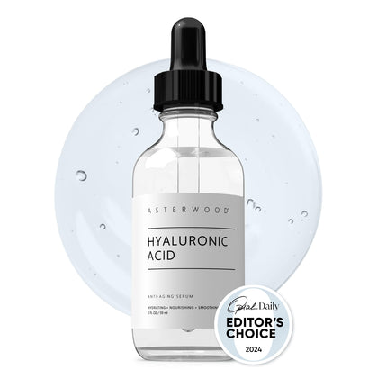 Asterwood serum front packaging shows bottle and clean design benefits hydration