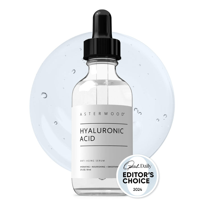 Asterwood serum front packaging shows bottle and clean design benefits hydration