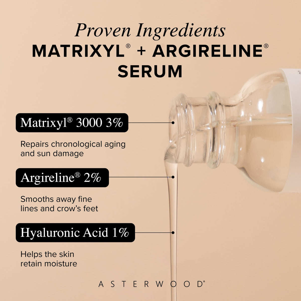Asterwood serum in hand to show scale and generous 8 fl oz size