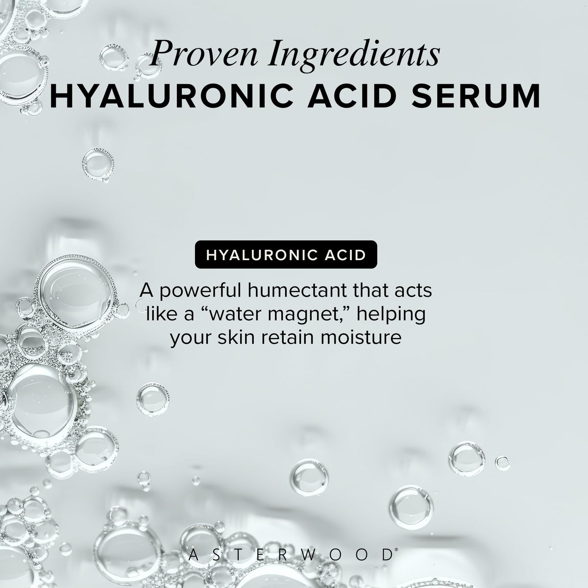 Asterwood serum drop texture demonstrating lightweight hydration benefit